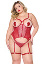 Coquette - 24305 PLUS - Bustier & Thong - Red - Stag Shop