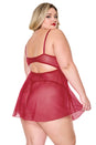 Coquette - 24306 PLUS - Babydoll & Thong - Red - Stag Shop