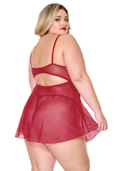 Coquette - 24306 PLUS - Babydoll & Thong - Red - Stag Shop