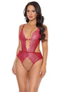 Coquette - 24307 - Crotchless Teddy - Red - OS - Stag Shop