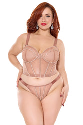 Coquette - 24314 PLUS - Cropped Bustier & Thong - Bronze - Stag Shop