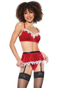 Thumbnail for Coquette - 24317 - Bra, Gartered Skirt & G-String - Red