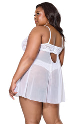 Coquette - 25127 PLUS - Babydoll & Thong - White - Stag Shop
