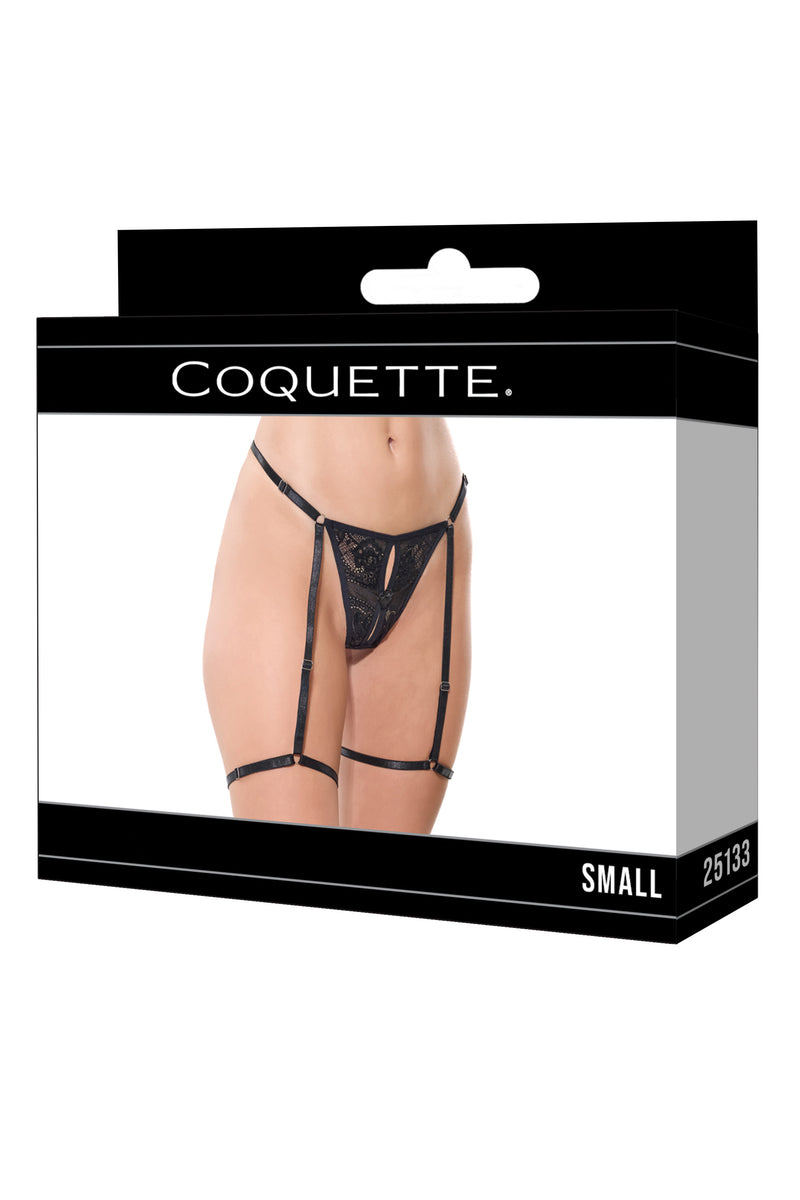 Coquette - 25133 - Thong With Attached Gartered Leg Bands - Stag Shop