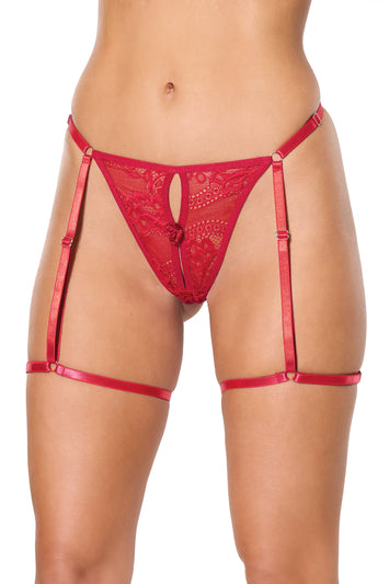 Coquette - 25133 - Thong With Attached Gartered Leg Bands - Stag Shop