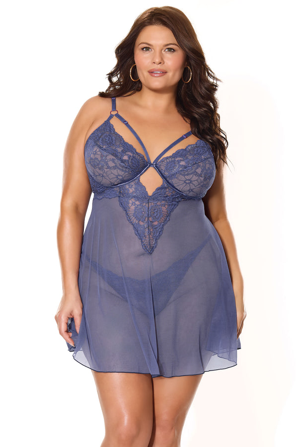 Coquette - 26105 PLUS - Babydoll & Thong - Stag Shop