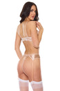 Coquette - 26314 - Champagne Bra, Garter Belt & Thong - Stag Shop