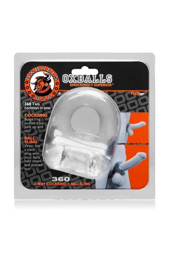 Oxballs - 360 Dual Cock Ring & Ball Sling - Clear - Stag Shop