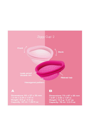 Intimina By Lelo - Ziggy Cup 2 Extra-thin Reusable Menstrual Cup - Various Sizes - Stag Shop