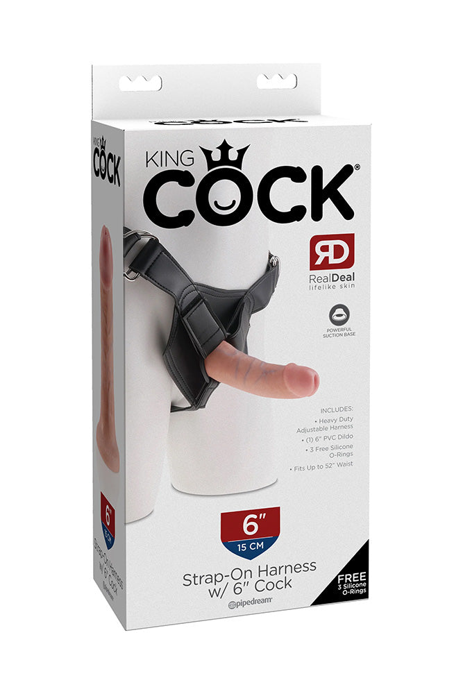 Pipedream - King Cock - Strap-On Harness with Realistic Dildo - 6 inch - Beige - Stag Shop