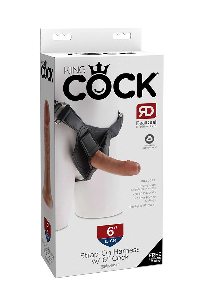 Pipedream - King Cock - Strap-On Harness with Realistic Dildo - 6 inch - Tan - Stag Shop