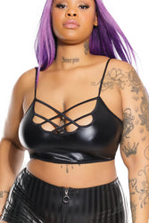 Coquette - 7236X - Wetlook Bralette - Black - OSXL - Stag Shop
