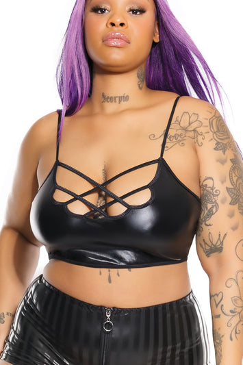 Coquette - 7236X - Wetlook Bralette - Black - OSXL - Stag Shop