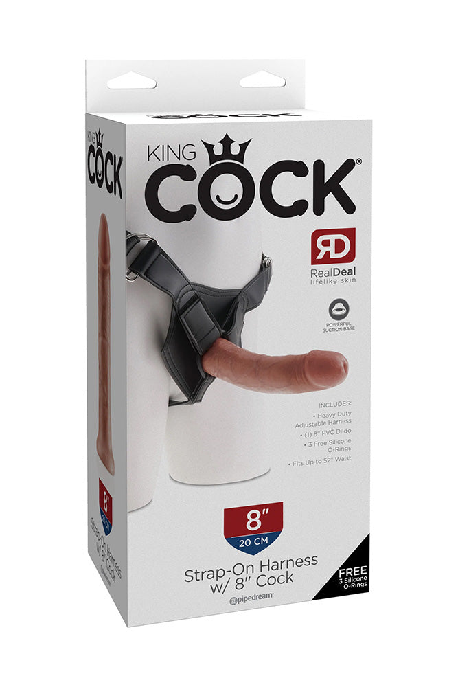 Pipedream - King Cock - Strap-On Harness with Realistic Dildo - 8 inch - Beige - Stag Shop