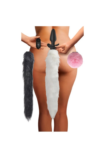 XR Brands - Tailz - Snap-On Vibrating Silicone Plug with 3 Interchangeable Tails - Stag Shop