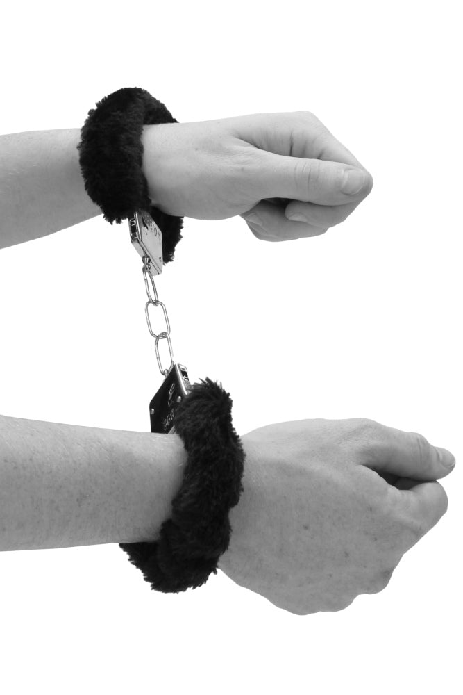 Ouch by Shots Toys - Black & White - Pleasure Handcuffs with Quick Release Button - Black - Stag Shop