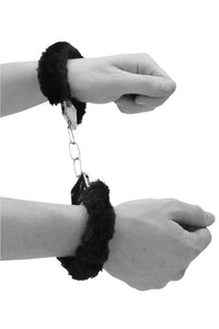 Thumbnail for Ouch by Shots Toys - Black & White - Pleasure Handcuffs with Quick Release Button - Black - Stag Shop