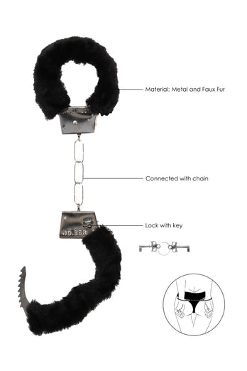 Ouch by Shots Toys - Black & White - Pleasure Handcuffs with Quick Release Button - Black - Stag Shop