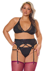 Pink Pussycat Lingerie - 22321 - Bra, Garterbelt & G-String - OS/XL - Stag Shop