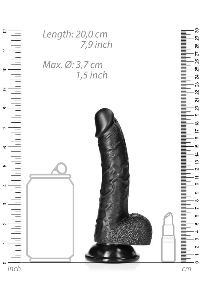Shots Toys - Real Rock - 7" Curved Dildo with Balls - Various Colours - Stag Shop