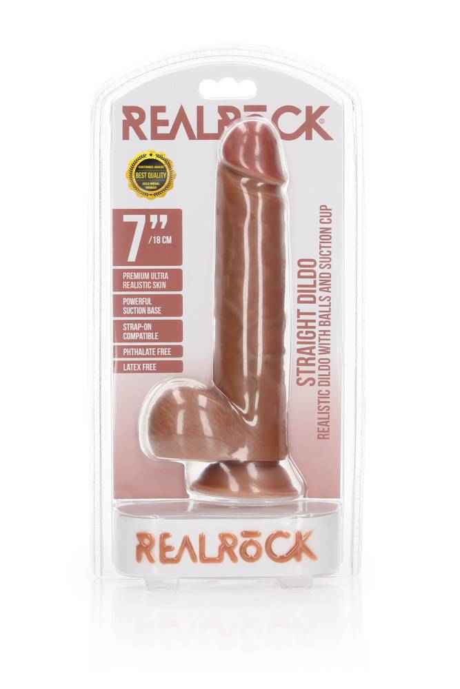 Shots Toys - Real Rock - 7" Straight Dildo with Balls - Various Colours - Stag Shop