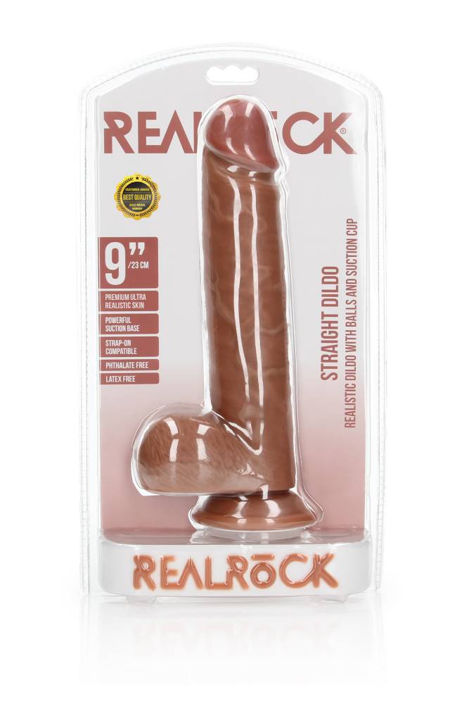 Shots Toys - Real Rock - 9" Straight Dildo with Balls - Various Colours - Stag Shop