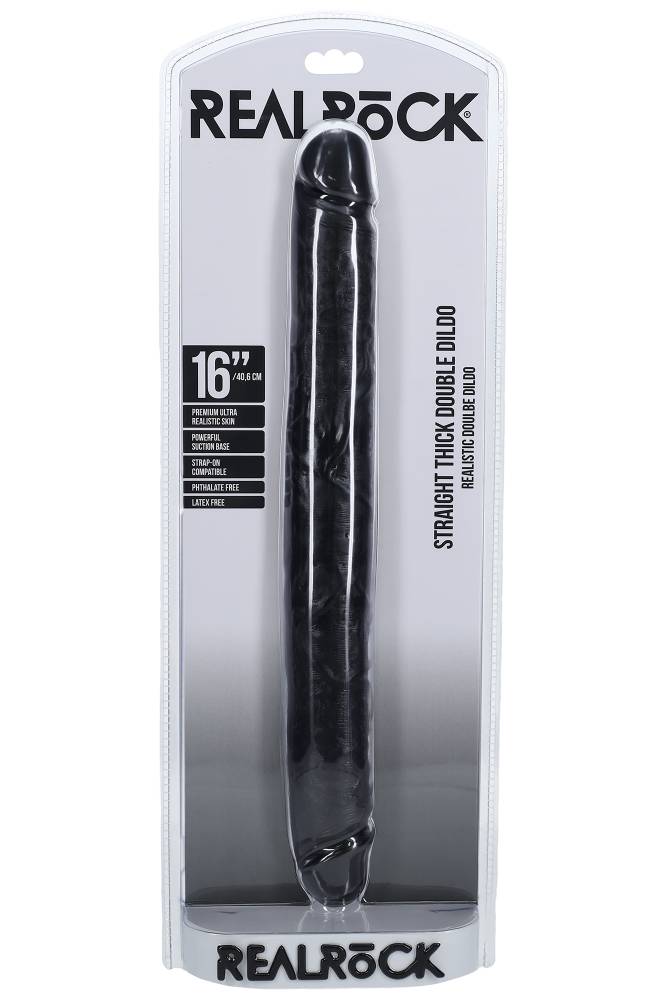 Shots Toys - Real Rock - Thick Double Ended Dong - Black - Various Sizes - Stag Shop