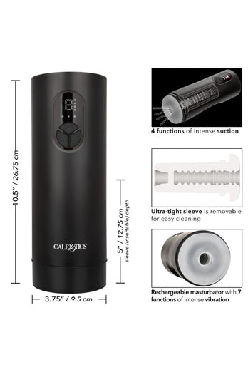 Cal Exotics - Bionic - Sucking and Vibrating Masturbator - Black - Stag Shop