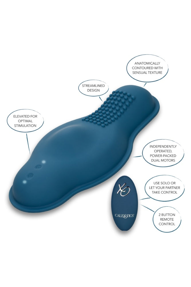 Cal Exotics - Lust - Remote Control Dual Lay-on Bump & Grind Rider - Blue - Stag Shop