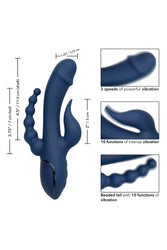 Cal Exotics - III - Triple Orgasm Double Penetration Rabbit Vibrator - Blue - Stag Shop