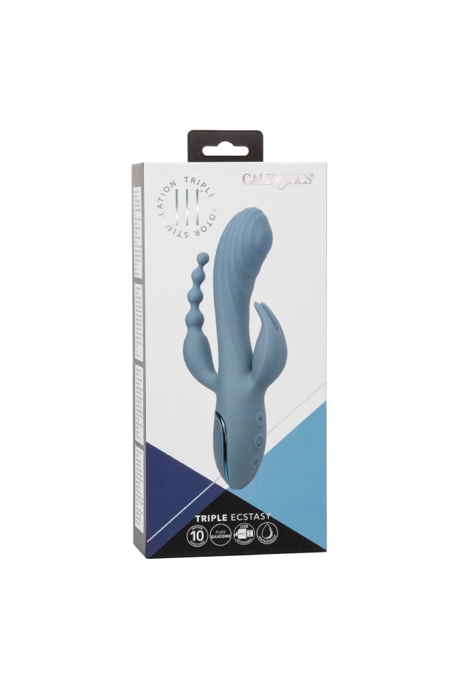 Cal Exotics - III - Triple Ecstasy Double Penetration Rabbit Vibrator - Blue - Stag Shop