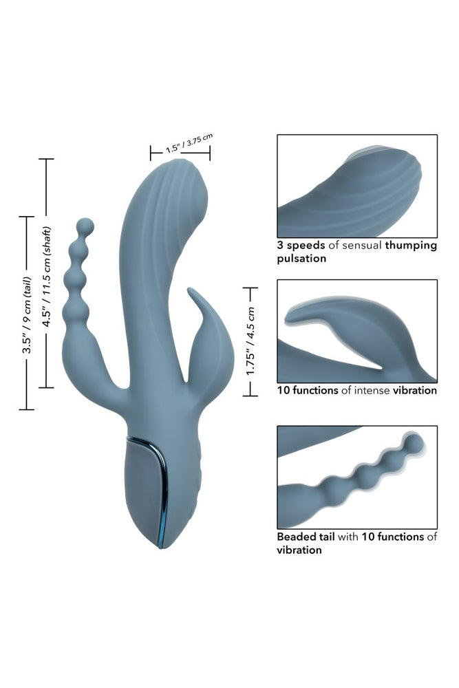 Cal Exotics - III - Triple Ecstasy Double Penetration Rabbit Vibrator - Blue - Stag Shop