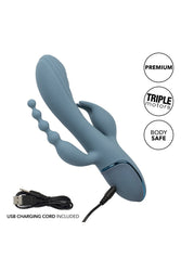 Cal Exotics - III - Triple Ecstasy Double Penetration Rabbit Vibrator - Blue - Stag Shop