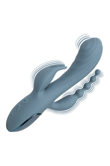 Cal Exotics - III - Triple Ecstasy Double Penetration Rabbit Vibrator - Blue - Stag Shop