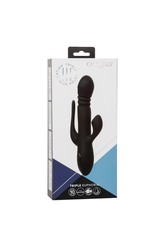 Cal Exotics - III - Triple Euphoria Double Penetration Rabbit Vibrator - Black - Stag Shop