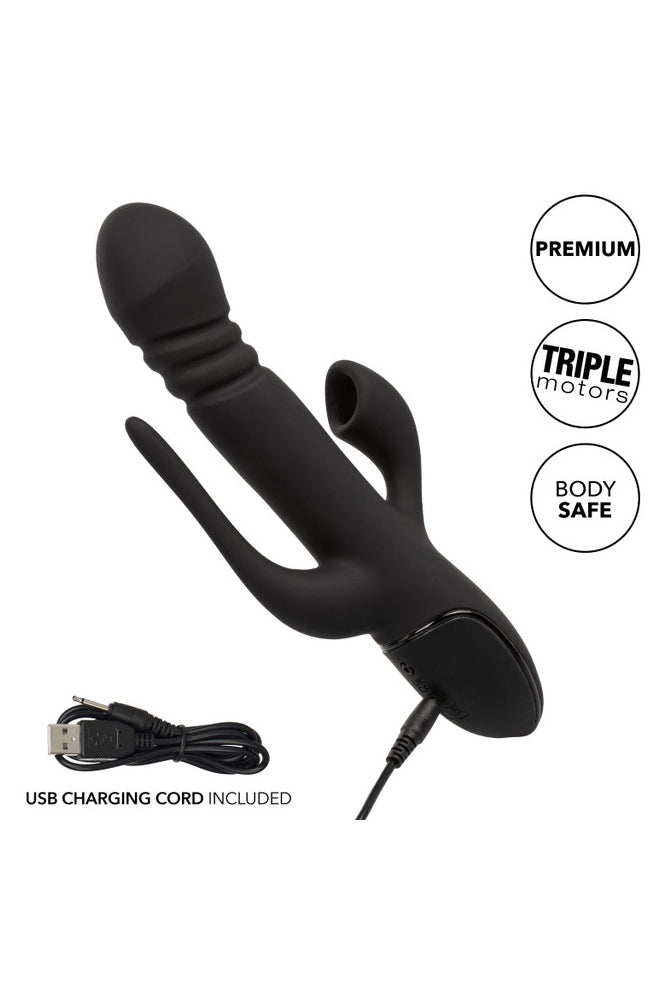 Cal Exotics - III - Triple Euphoria Double Penetration Rabbit Vibrator - Black - Stag Shop