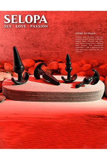 Selopa - Intro To Plugs - 4pc Anal Plug Set - Black - Stag Shop