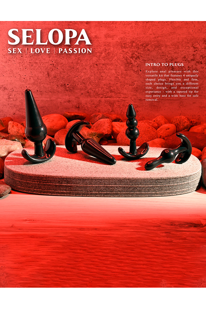 Selopa - Intro To Plugs - 4pc Anal Plug Set - Black - Stag Shop