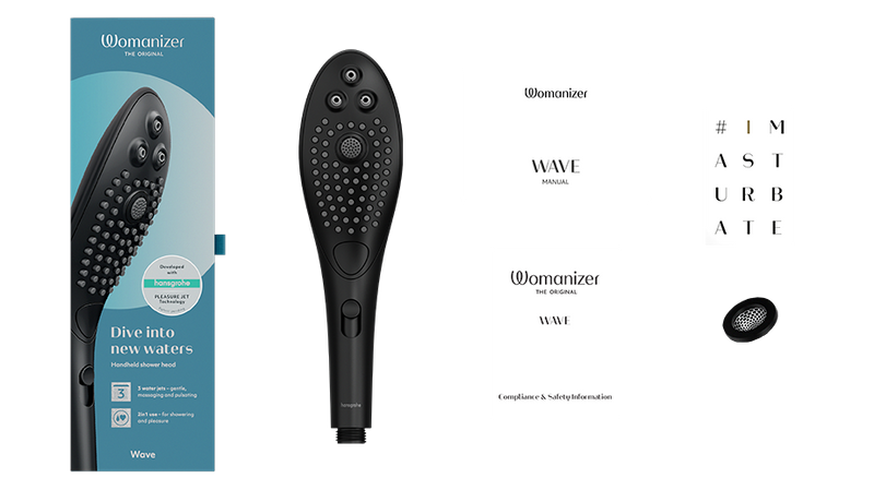 Womanizer - Wave 2-in-1 Pleasure Stimulation Shower Head - Black - Stag Shop