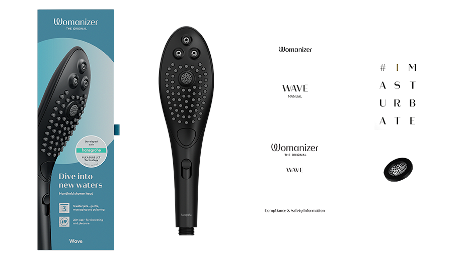 Womanizer - Wave 2-in-1 Pleasure Stimulation Shower Head - Black - Stag Shop