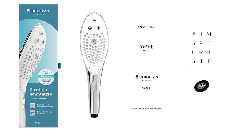 Womanizer - Wave 2-in-1 Pleasure Stimulation Shower Head - Chrome - Stag Shop