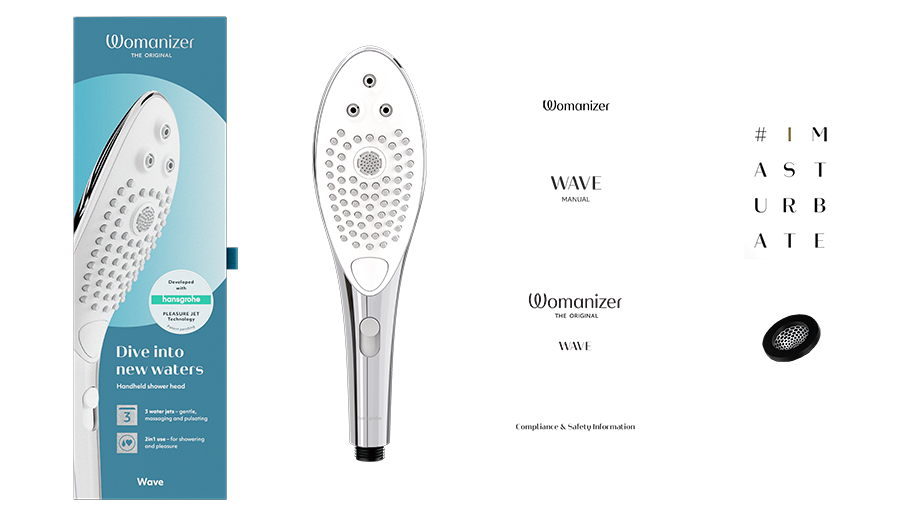 Womanizer - Wave 2-in-1 Pleasure Stimulation Shower Head - Chrome - Stag Shop