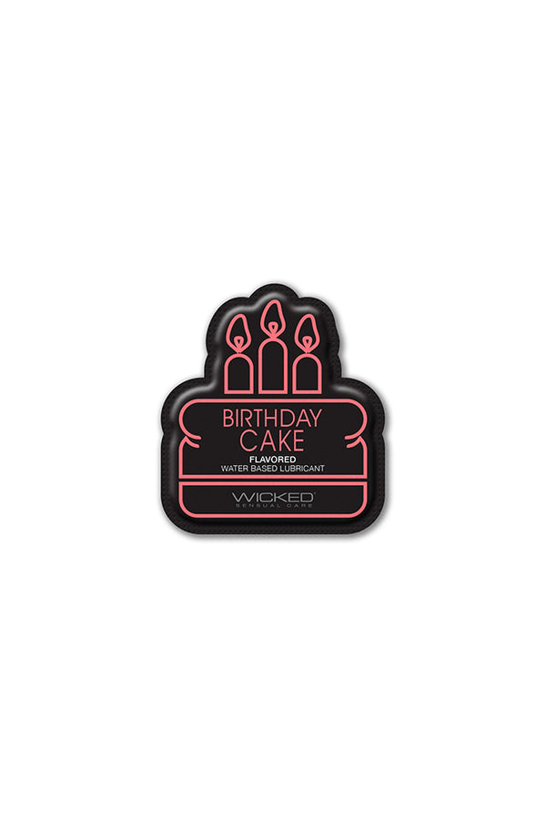 Wicked Sensual Care - Aqua Flavored Lubricant - Birthday Cake - 3ml Foil Packet - Stag Shop