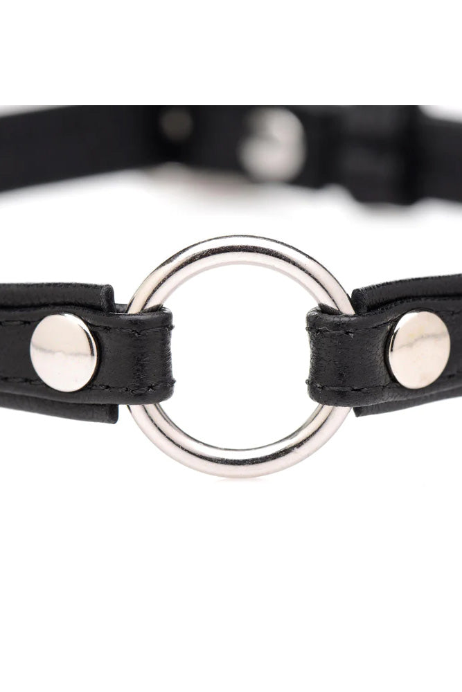 XR Brands - Master Series - Sex Pet Slim Black Leather Collar with O-Ring - Stag Shop
