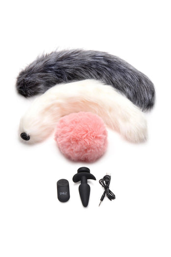 XR Brands - Tailz - Snap-On Vibrating Silicone Plug with 3 Interchangeable Tails - Stag Shop