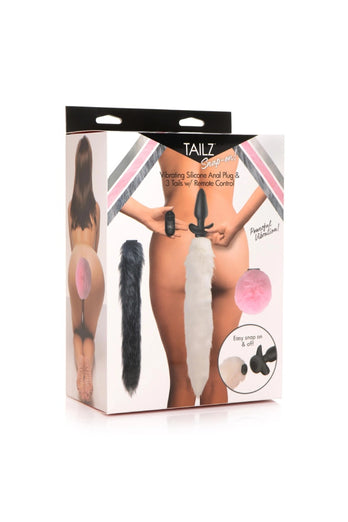 XR Brands - Tailz - Snap-On Vibrating Silicone Plug with 3 Interchangeable Tails - Stag Shop