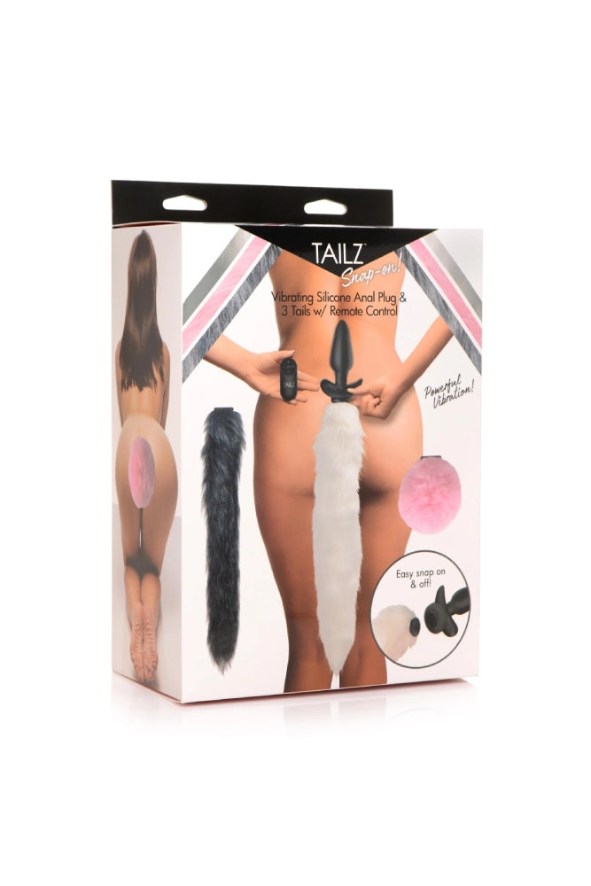 XR Brands - Tailz - Snap-On Vibrating Silicone Plug with 3 Interchangeable Tails - Stag Shop