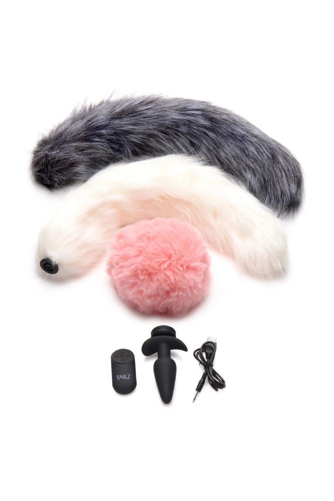 XR Brands - Tailz - Snap-On Vibrating Silicone Plug with 3 Interchangeable Tails - Stag Shop