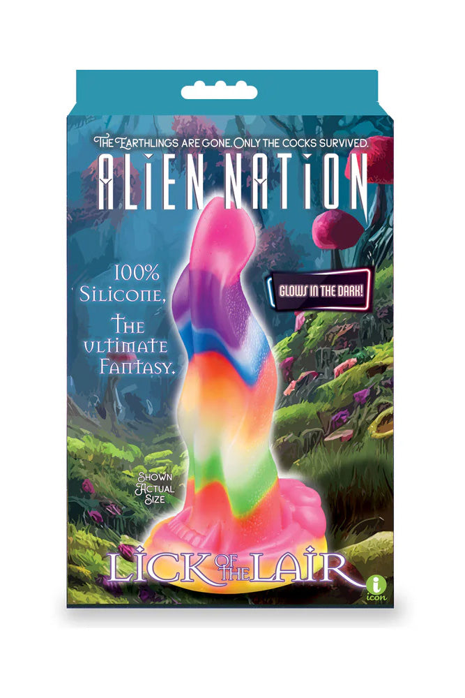 Icon Brands - Alien Nation - Lick of the Lair 7" Glow in the Dark Dildo - Multicolour - Stag Shop
