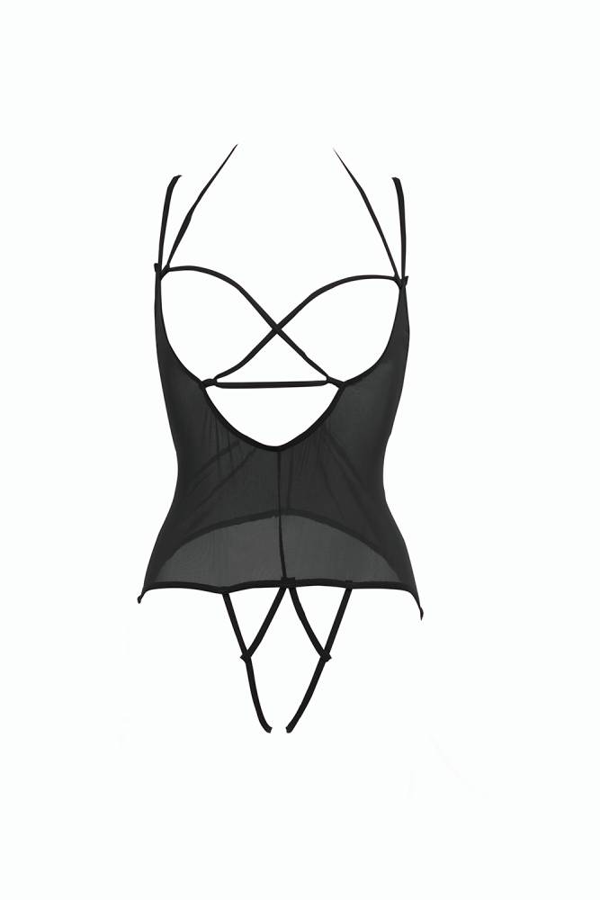 Allure Lingerie - Angelina Strappy Mesh Teddy - Assorted Colours - OS - Stag Shop